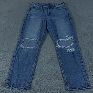 American Eagle Jeans Womens 14 Mom Jean High Rise Strigid Real Good Denim Cotton